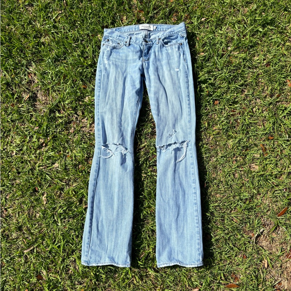 Light wash low rise Abercrombie and Fitch jeans